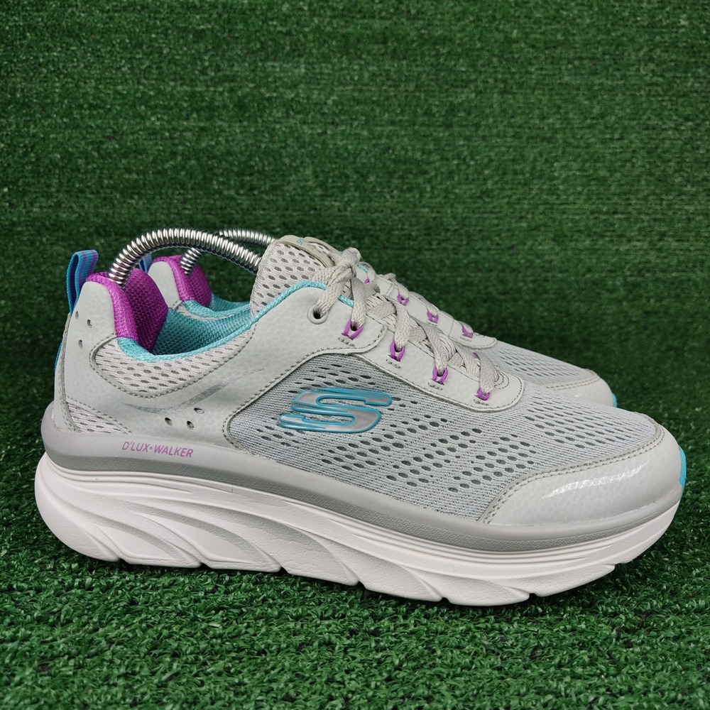 Skechers Sneaker Womens 9 Gray DLux Walker 149023 Athletic Mesh Comfort Shoe